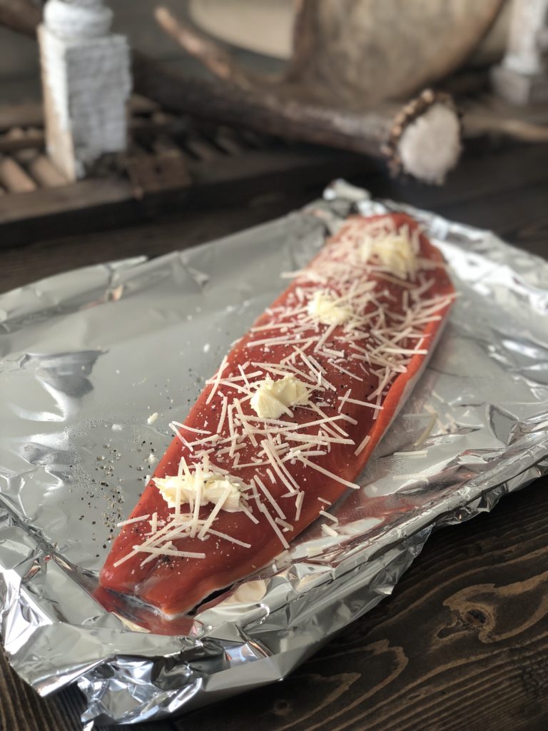 Parmesan Crusted Salmon with Roasted Brussel Sprouts