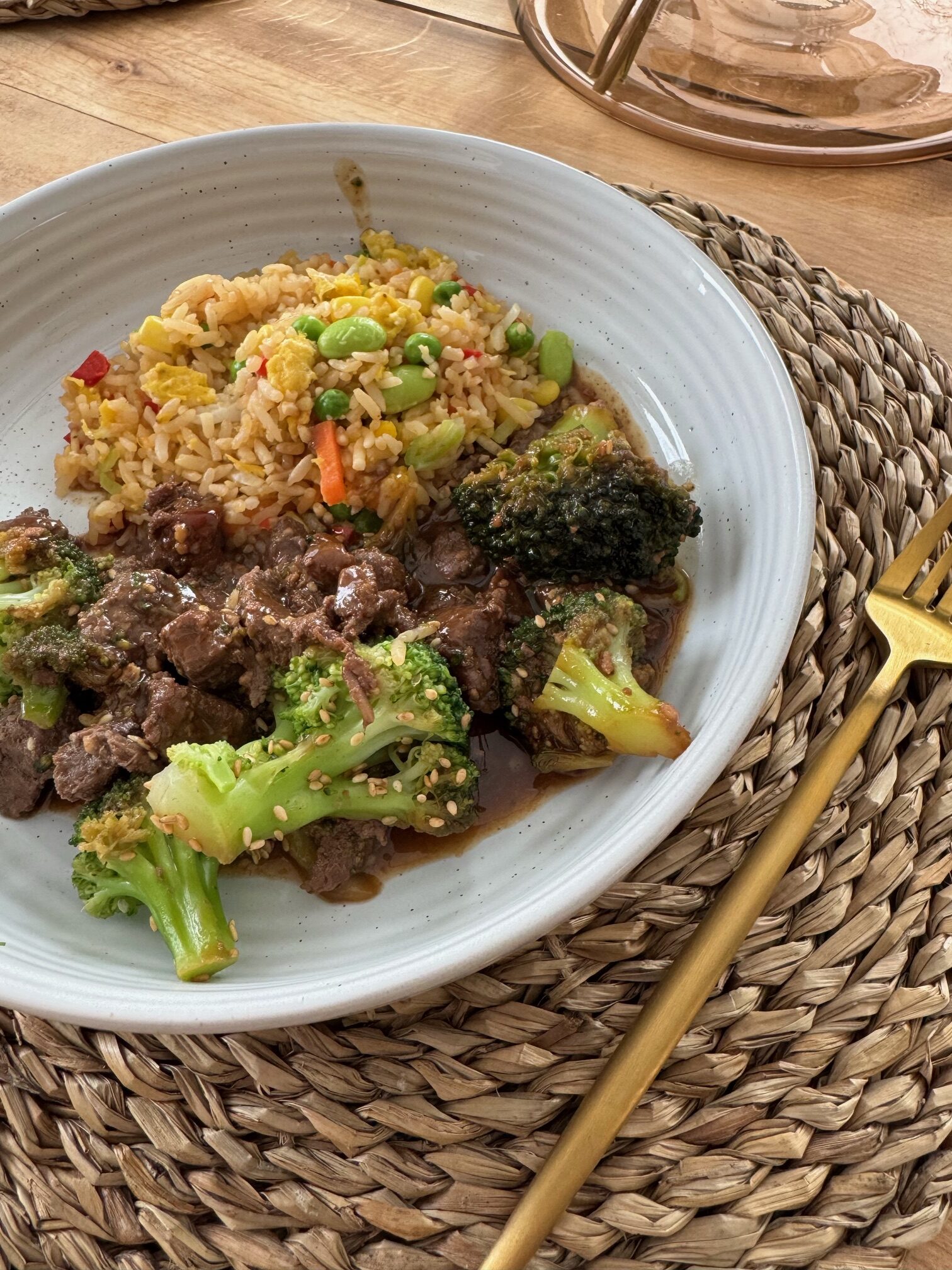Beef and Broccoli with Fried Rice