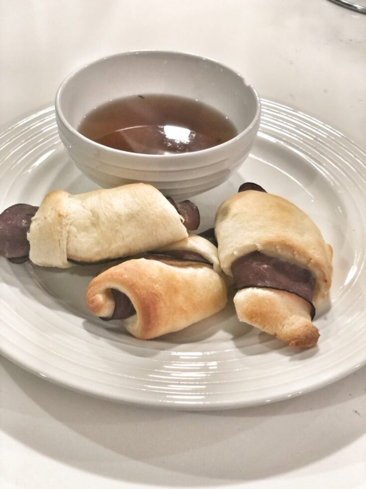 French Dip Roll Ups with Au Jus