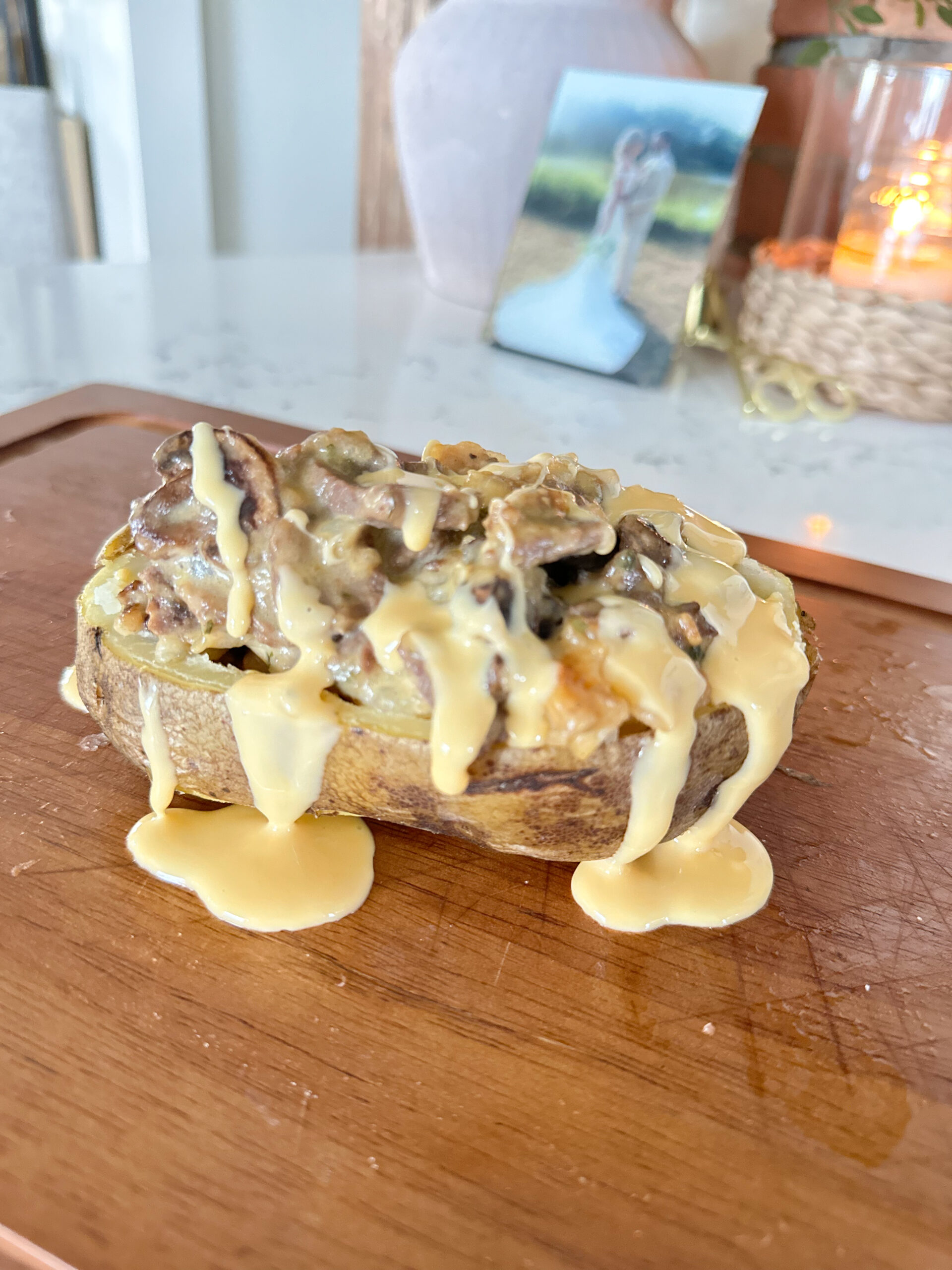 Philly Cheesesteak Loaded Baked Potato