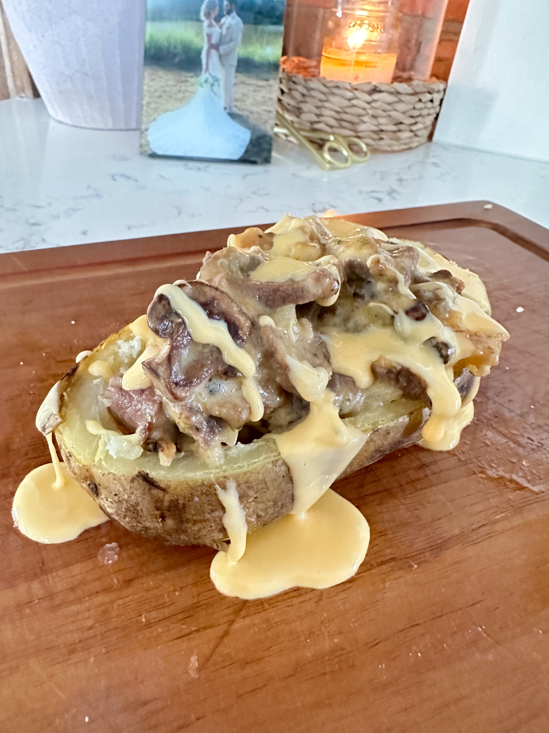 Philly Cheesesteak Loaded Baked Potato