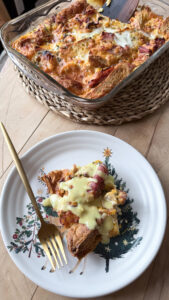 Ham & Cheddar Croissant Casserole