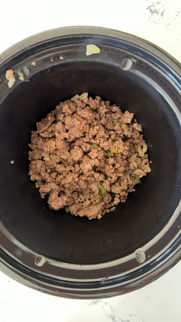 ground beef in crockpot.
