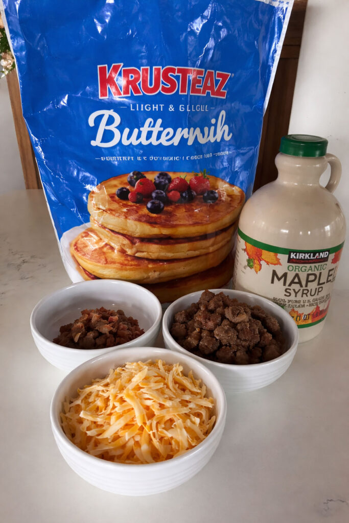 Ingredients for pancake sausage casserole