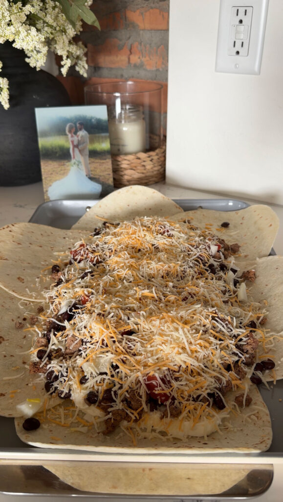 sheet pan quesadilla filled