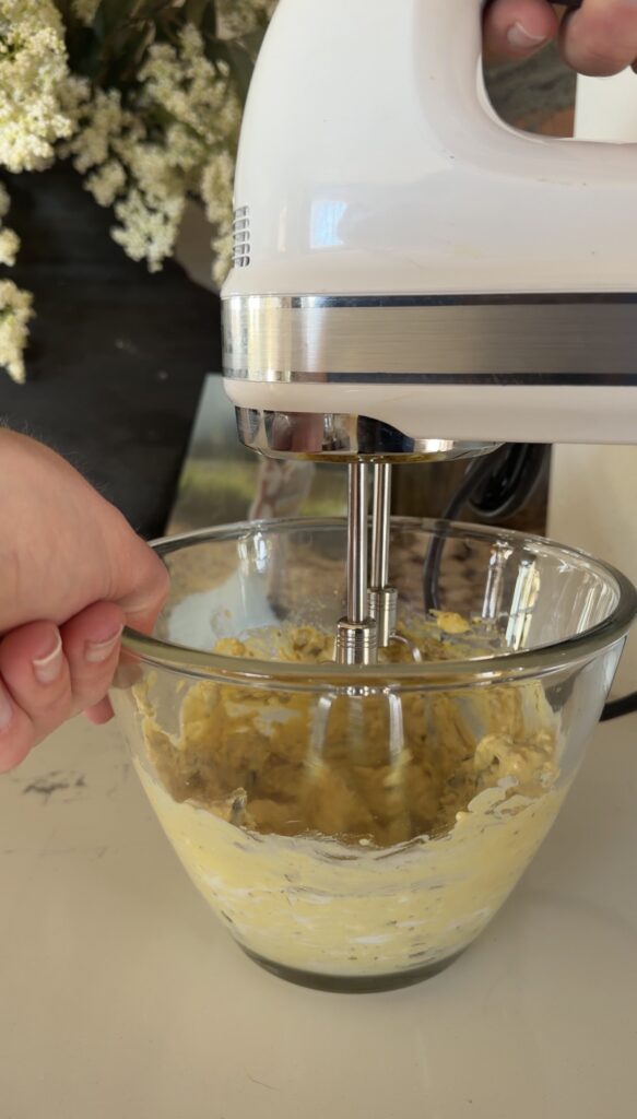 mixing all ingredients together.