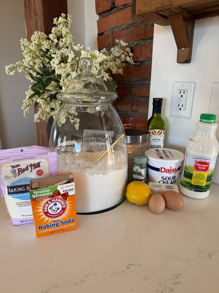 lemon poppyseed cupcakes ingredients on countertop