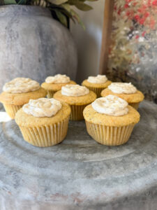closer up shot of lemon poppyseed cupcakes