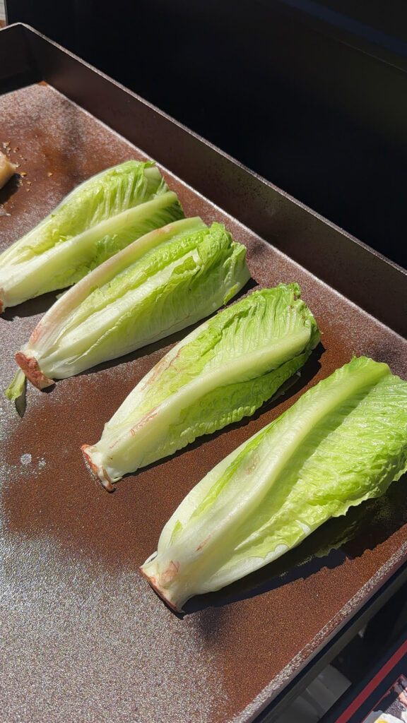 Romaine hearts on grill