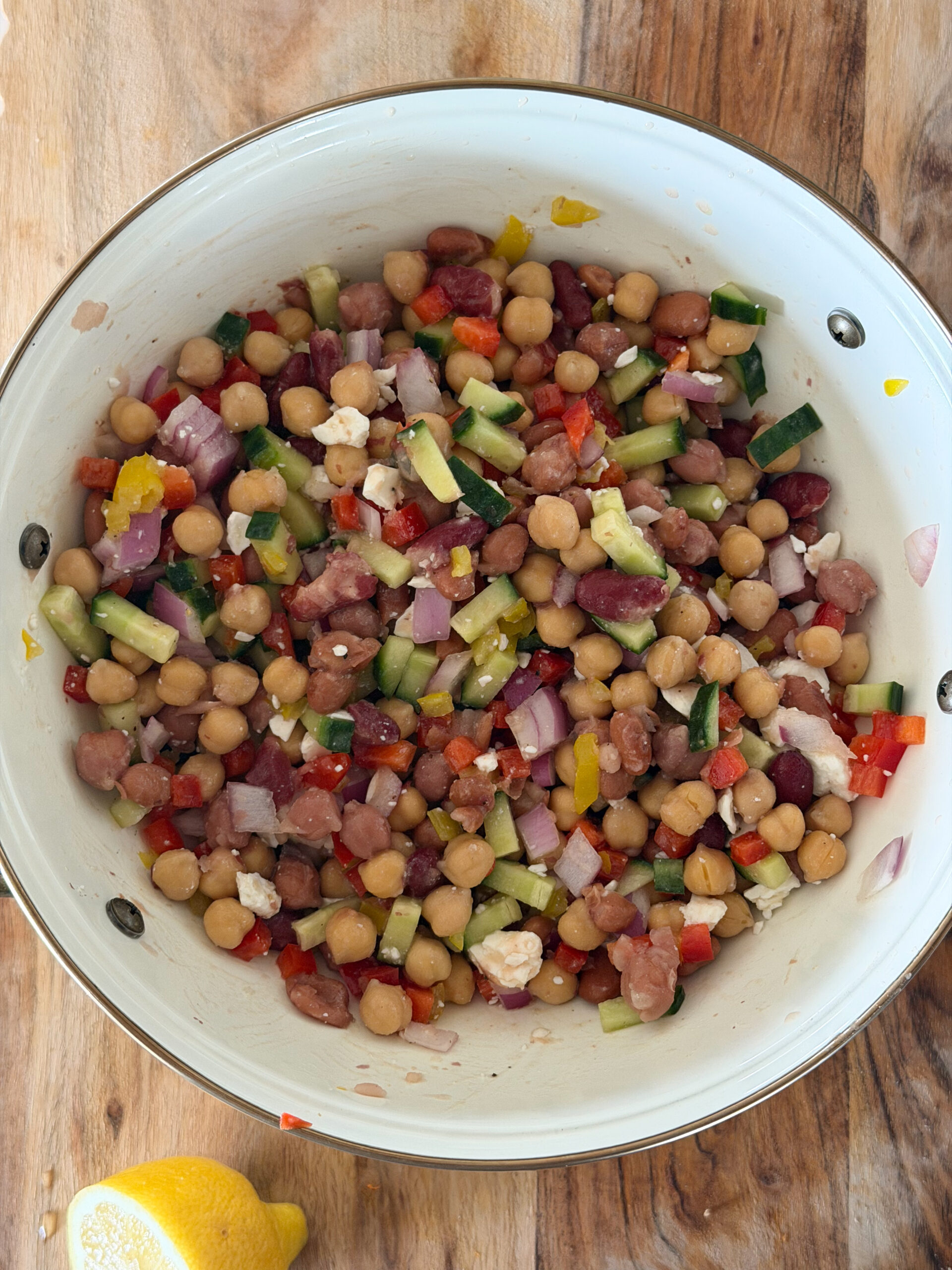 bean salad in a serving bowl