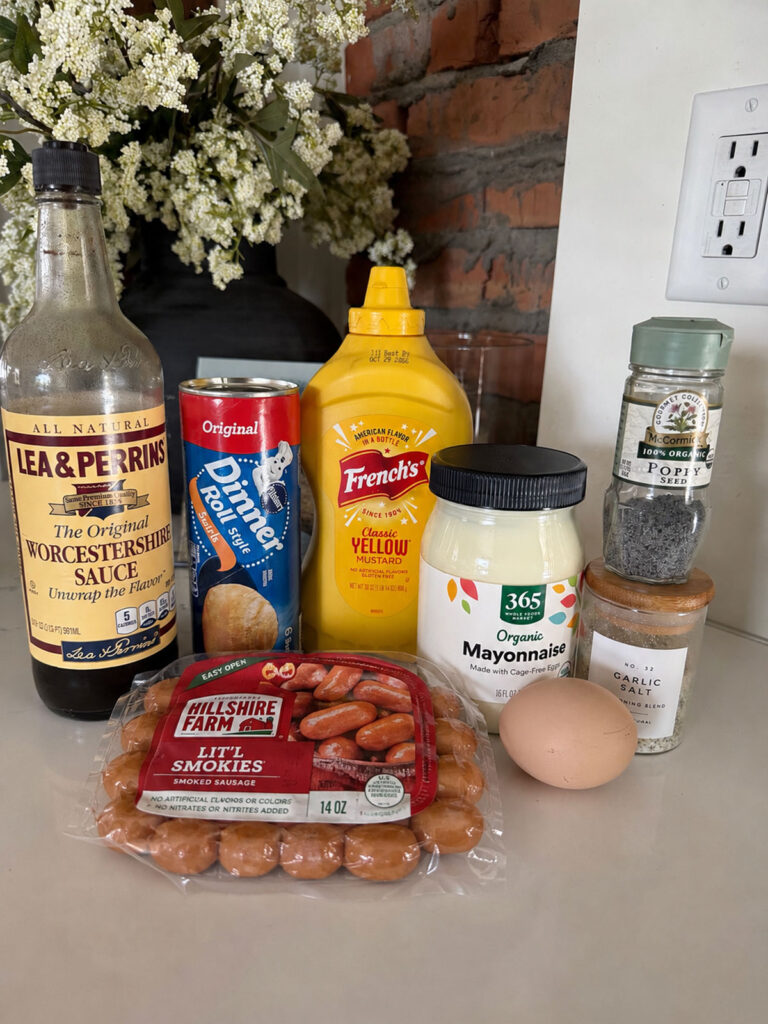 Ingredients for mini hot dogs.
