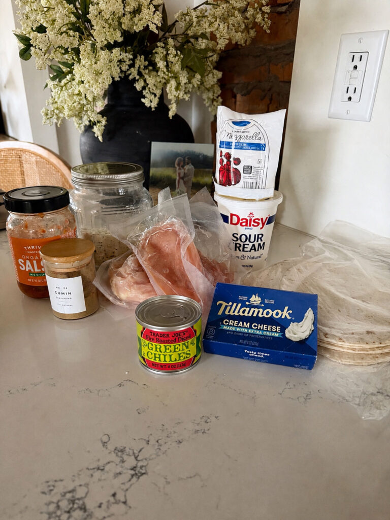 Ingredients for white chicken enchiladas.
