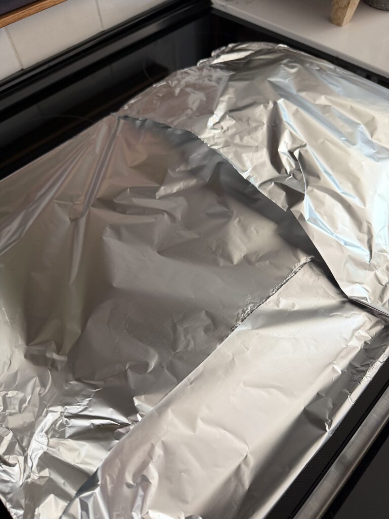 covered in tin foil