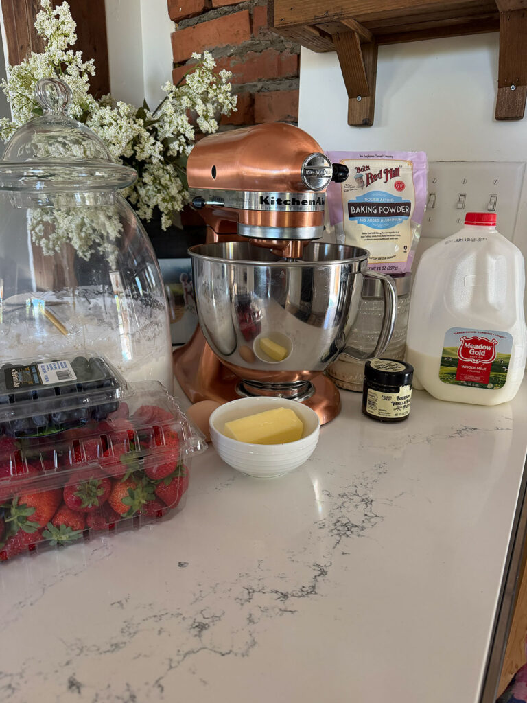 Ingredients for flag cake.