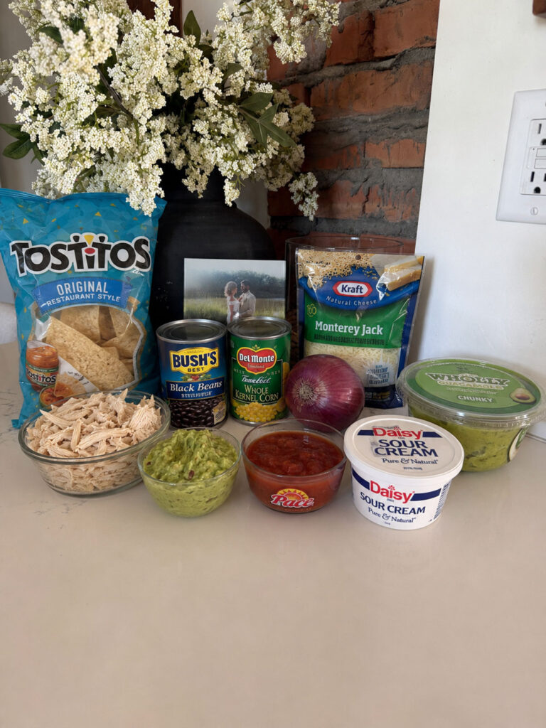 loaded sheet pan nachos ingredients on counter