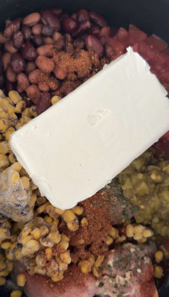 block of cream cheese on top