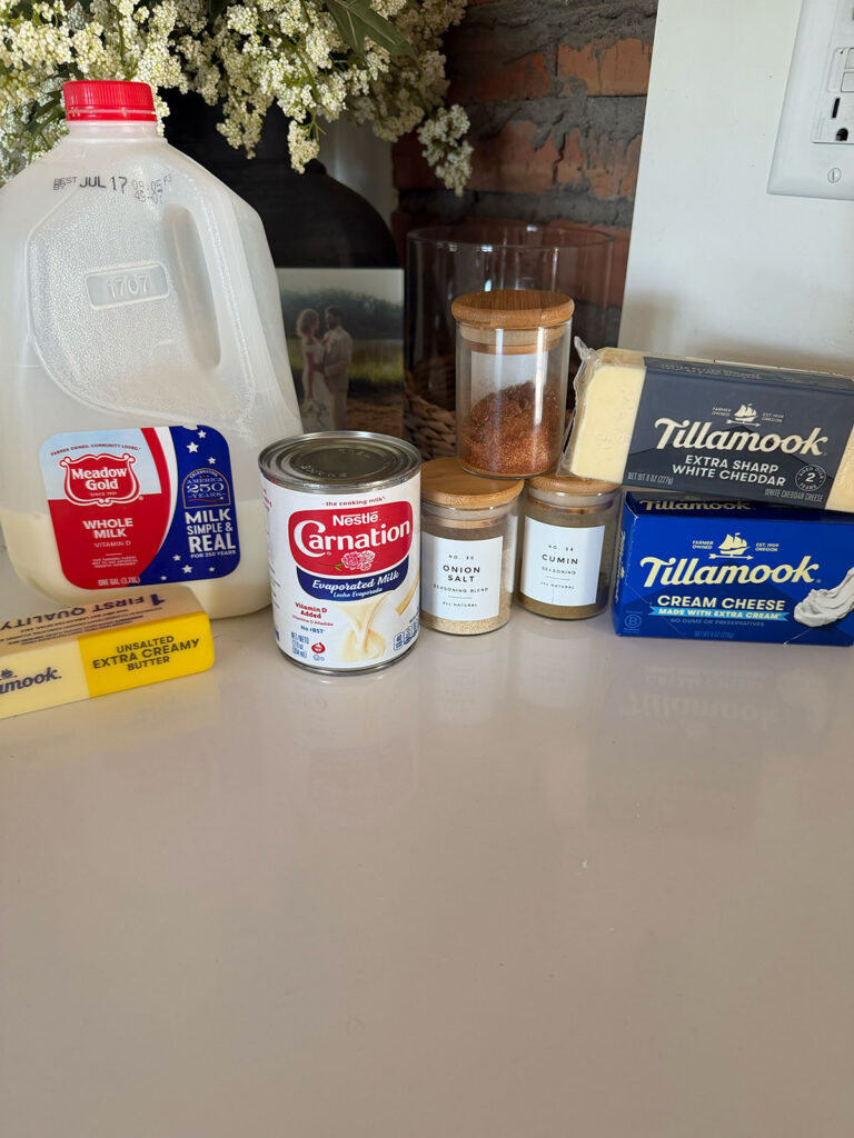 nacho cheese ingredients on counter