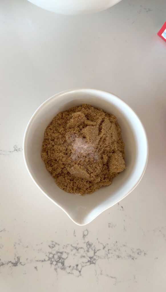 brown sugar topping mixture in white bowl