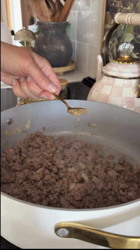 cooking the ground beef