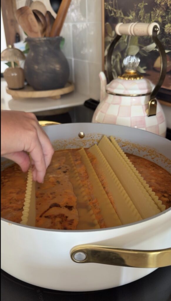 adding lasagna noodles