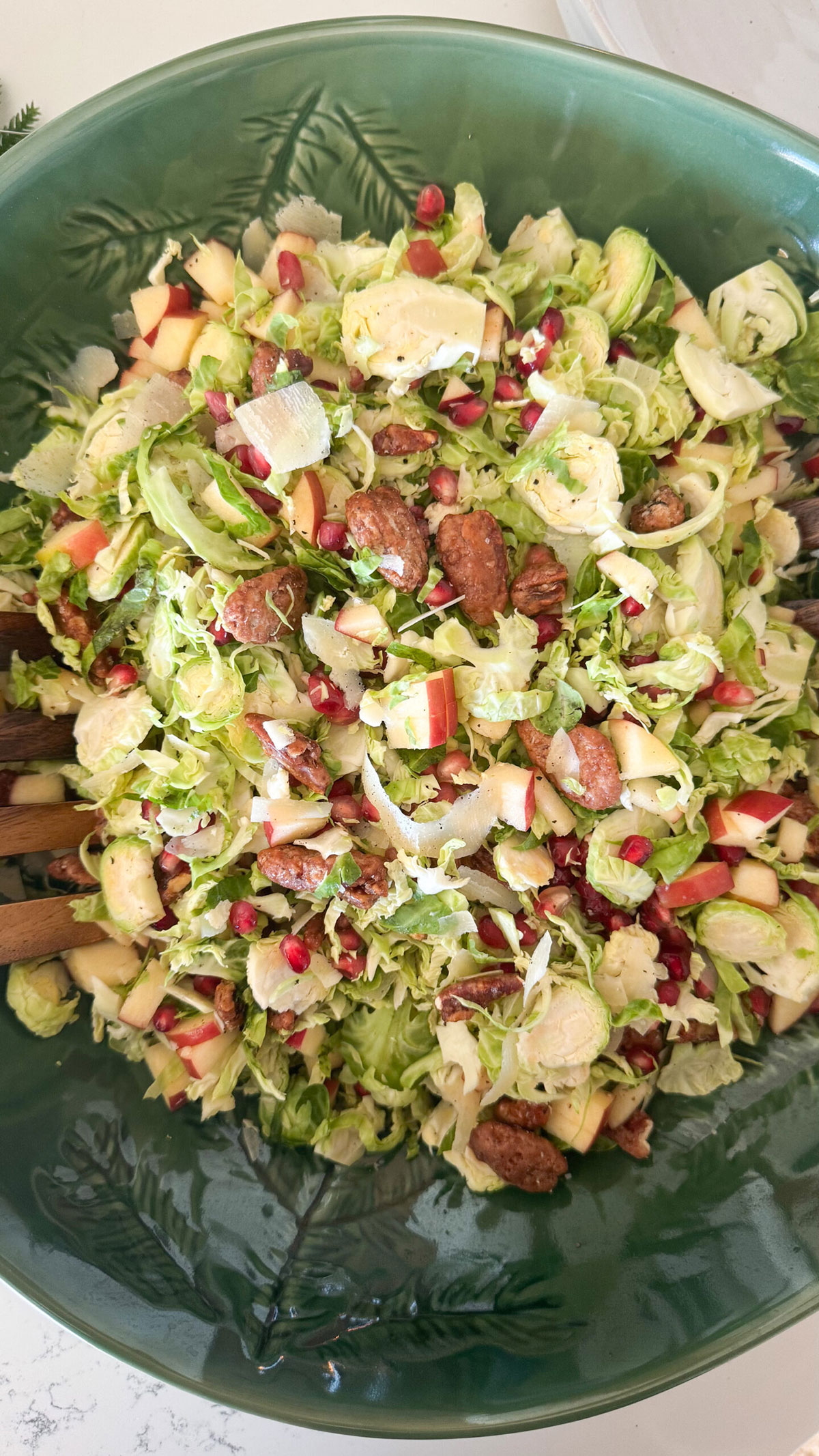 brussels sprouts salad ingredients in serving bowl
