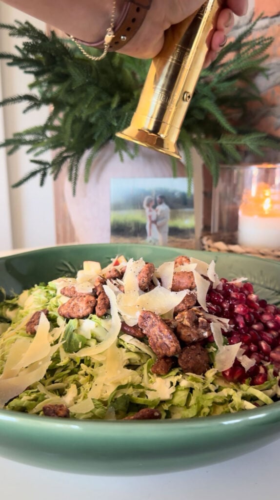 pepper grinder over brussels sprouts salad ingredients