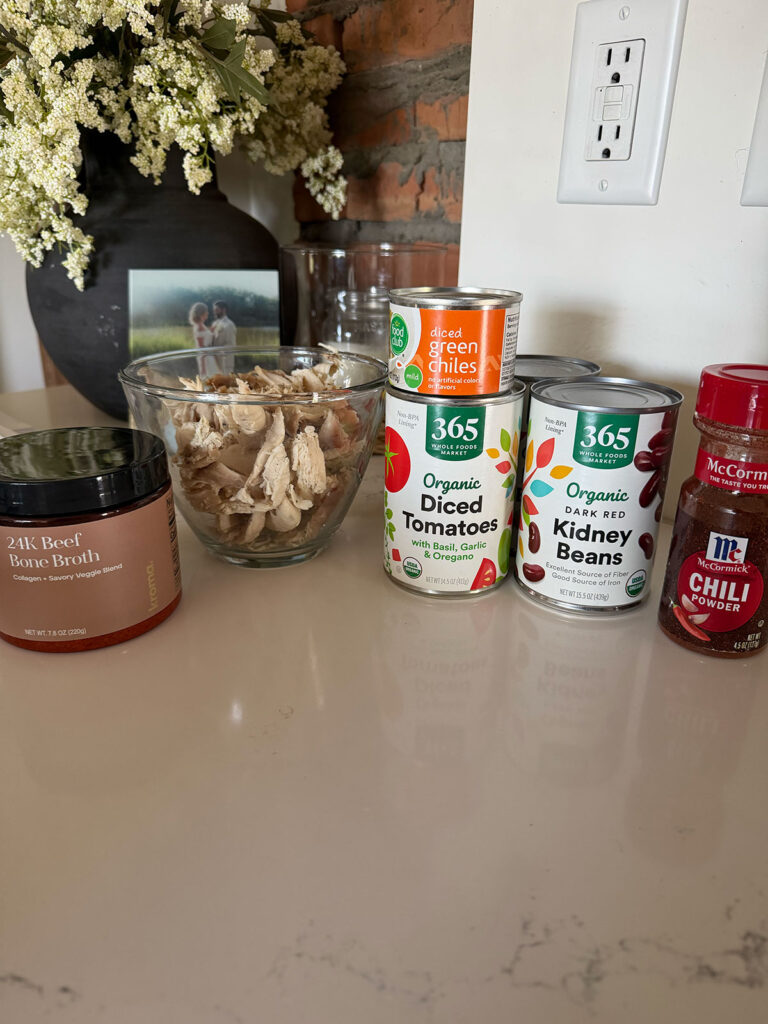 turkey chili ingredients on counter
