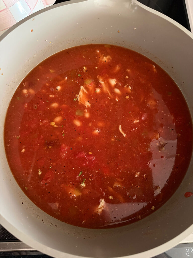 turkey chili cooking in pot