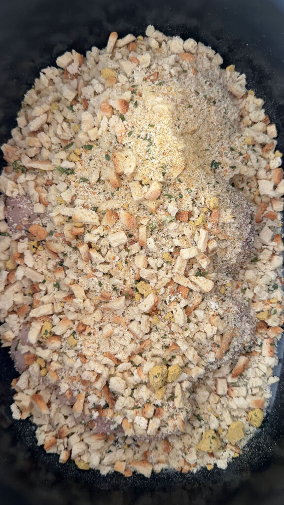 stuffing mix on top of chicken in crockpot