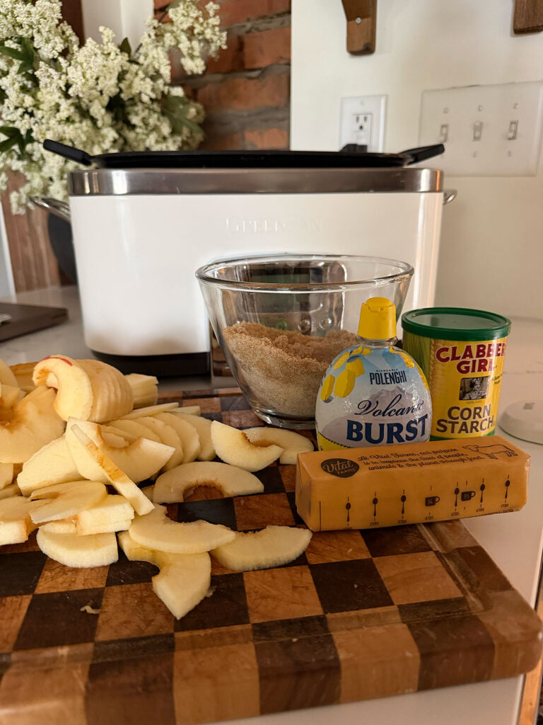 slow cooker cinnamon apples ingredients on counter