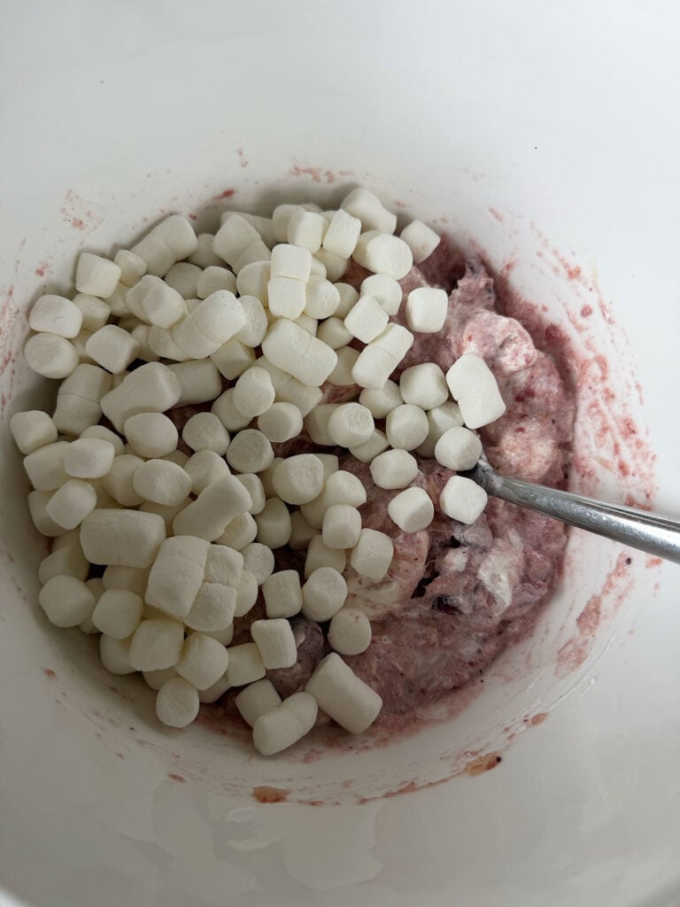 marshmallows added to bowl