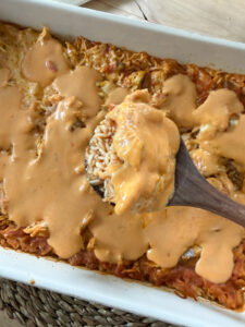 casserole on a spoon
