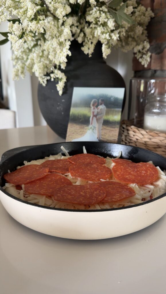 topped with pepperoni