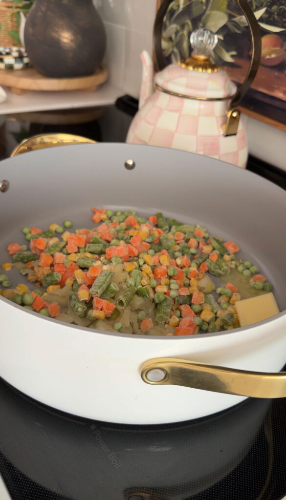 veggies in pot with butter