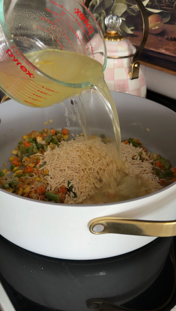 broth being poured in