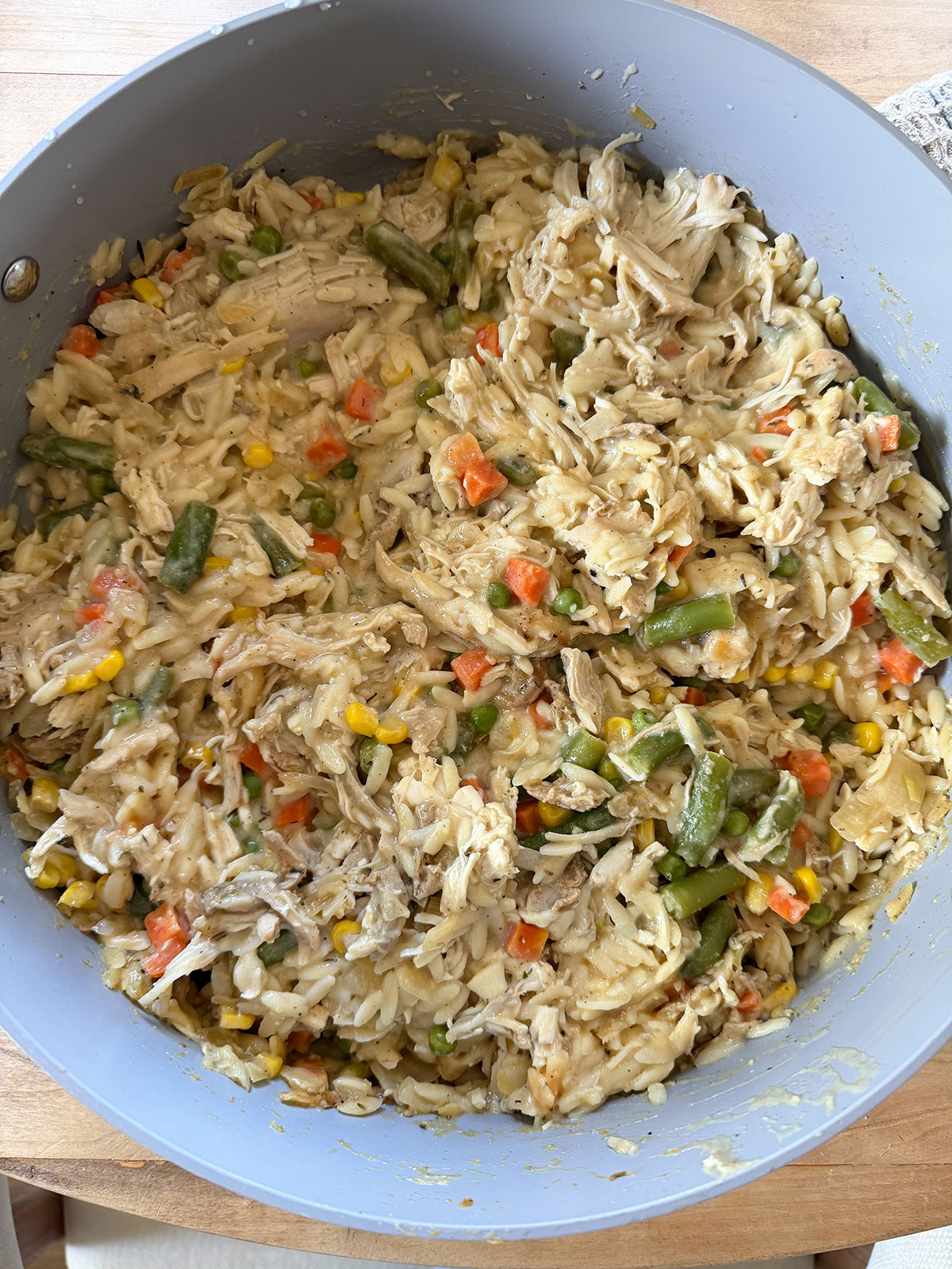 chicken pot pie mixture in pot