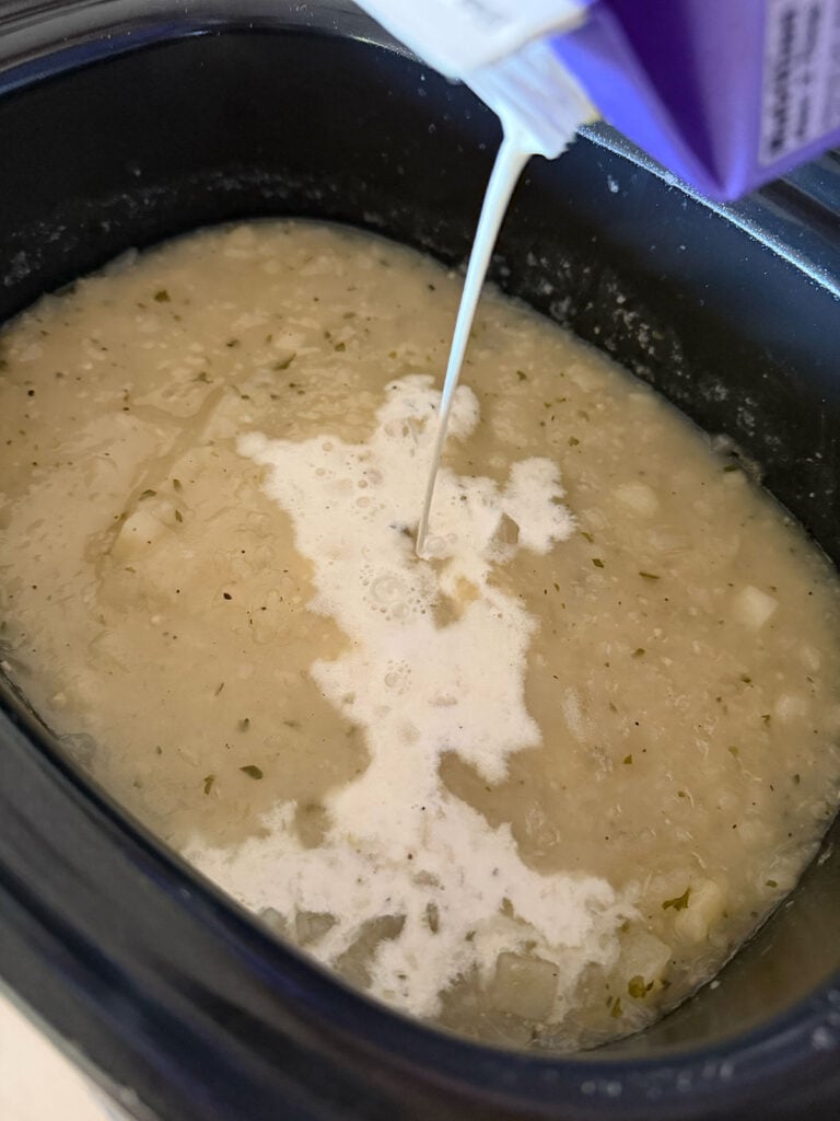 cream going into crock pot