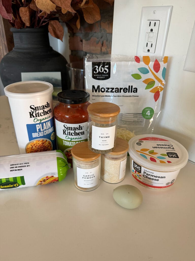 Ingredients for chicken parm meatballs.
