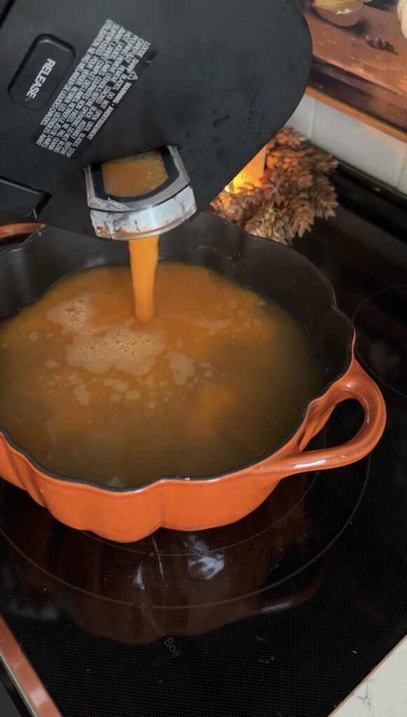 veggie puree going back into pot