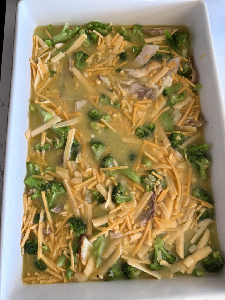 soup, cheese, seasonings and broth added